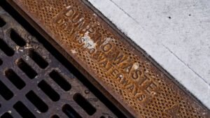 Storm drain seen from above